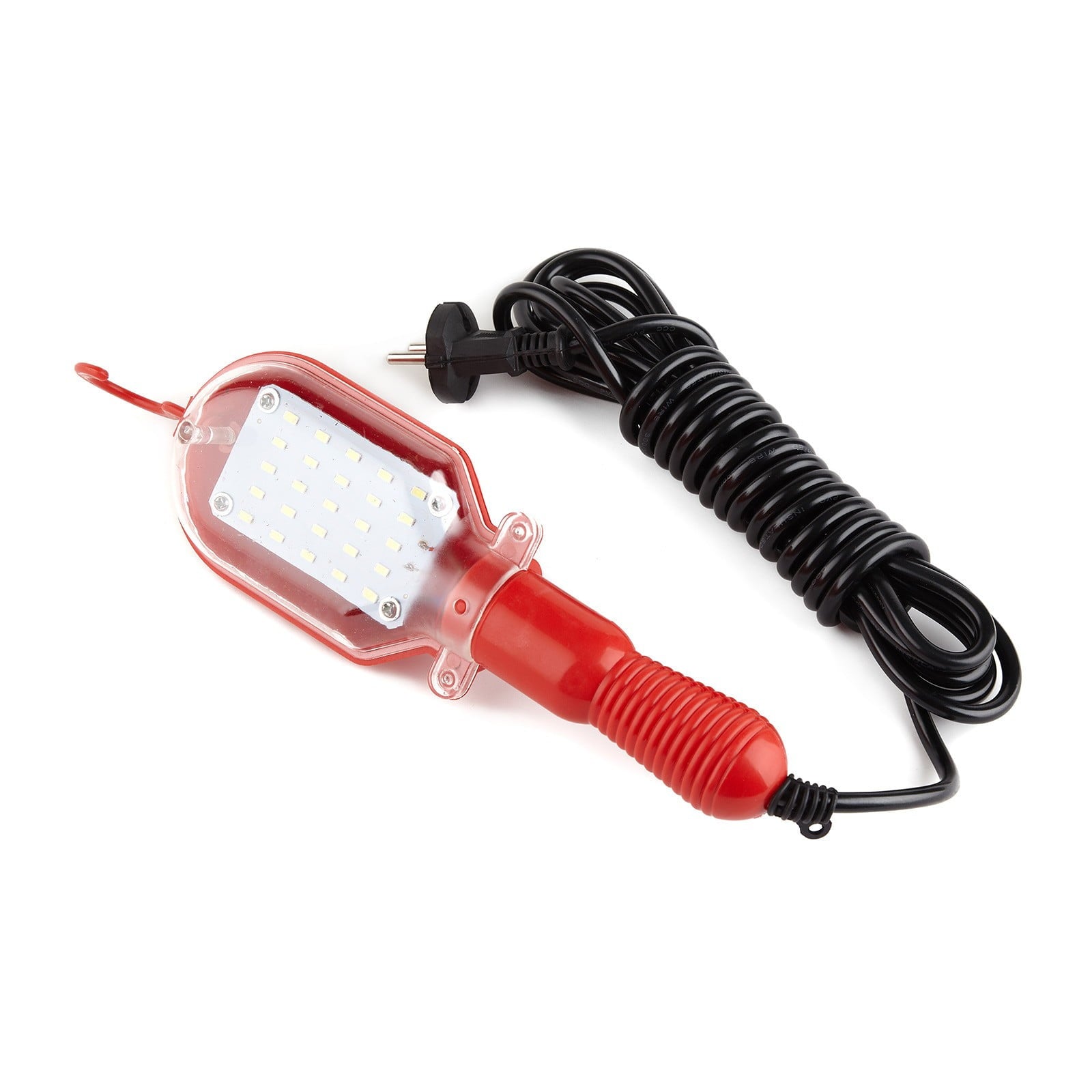 Lampa de lucru LED portabila 220V, cablu spiralat 4.5m, carlig 360°, maner rosu ergonomic