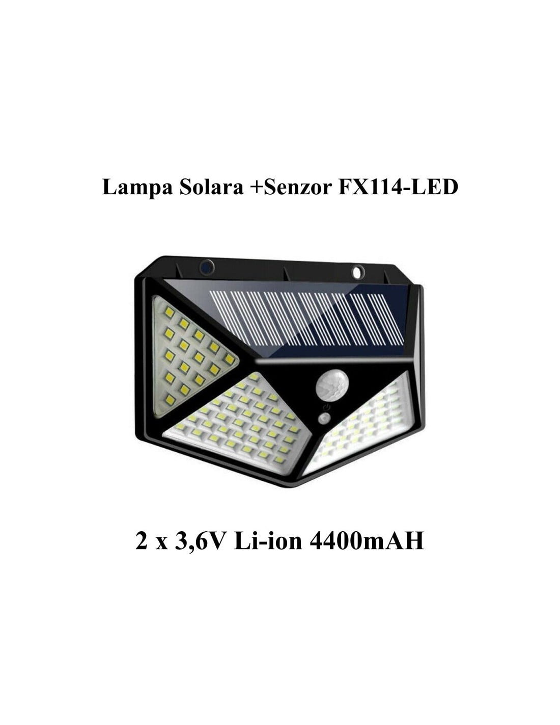 lampa solara de perete cu acumulator Li-ion 4400mAh si 114 LED-uri SMD