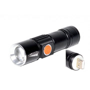 Lanterna LED compacta XPG-R5 240 lumeni, incarcare USB, rezistenta IPX6, zoom reglabil, carcasa aluminiu