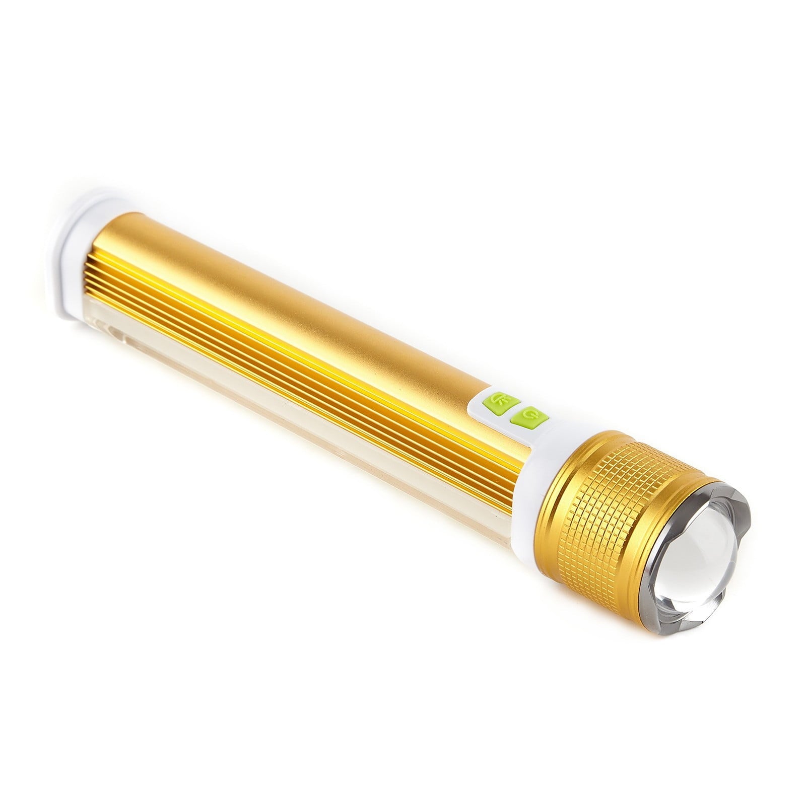 Lanterna LED 2in1 cu corp auriu din aluminiu, LED T6 frontal cu zoom si LED COB lateral, reincarcabila USB