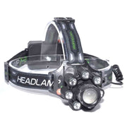 Lanterna frontala cu 9 LED-uri, zoom reglabil, acumulatori 18650 inclusi, banda elastica ajustabila