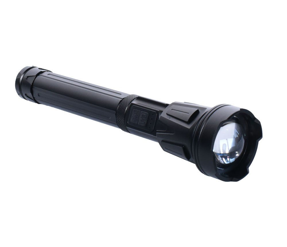 Lanterna LED profesionala 50W IPX4 cu zoom reglabil si carcasa neagra din aluminiu antioxidare