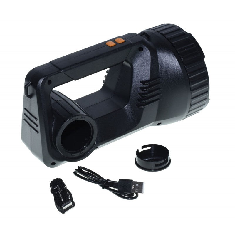 Lanterna LED robusta cu accesorii incluse: cablu micro-USB, curea si capac protectie COB