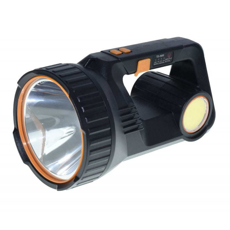 Lanterna LED portabila 500W Cree + COB lateral, acumulator 12000mAh, autonomie 18 ore, incarcare USB