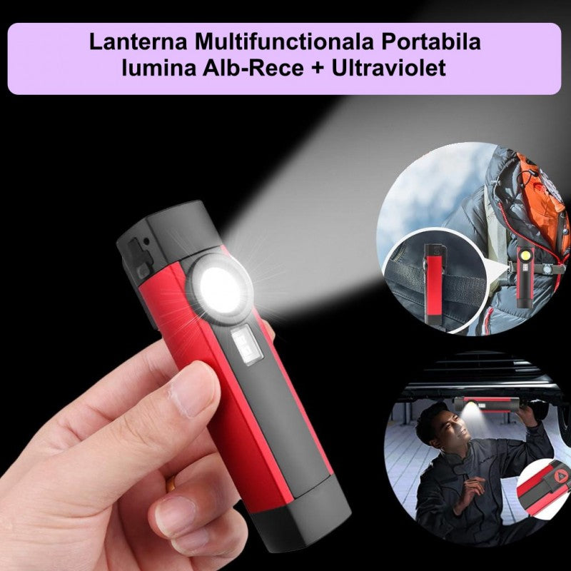 Lanterna multifunctionala portabila in mana, fascicul luminos puternic, utilizare in garaj si camping