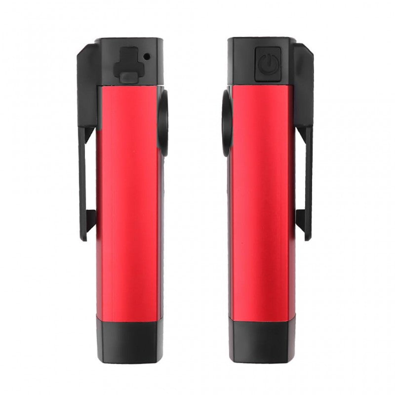 Lanterna portabila compacta, vedere laterala cu port micro-USB si buton de pornire