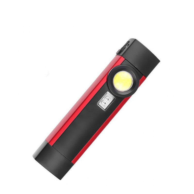 Lanterna LED XPE+COB portabila in pozitie inclinata, design compact rosu-negru
