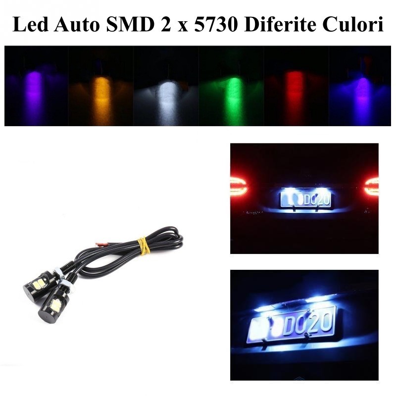 LED auto SMD 5730 disponibil in mai multe culori, iluminare intensa numar inmatriculare 12V
