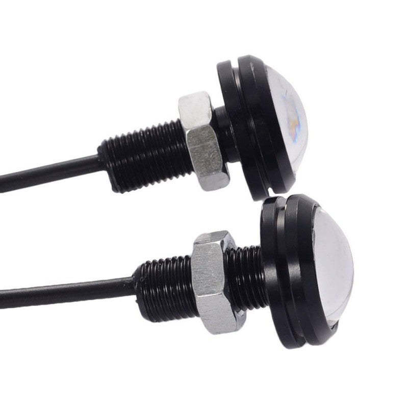 LED auto eagle eye 18mm cu filet 10mm si piulita metalica, detaliu sistem de prindere