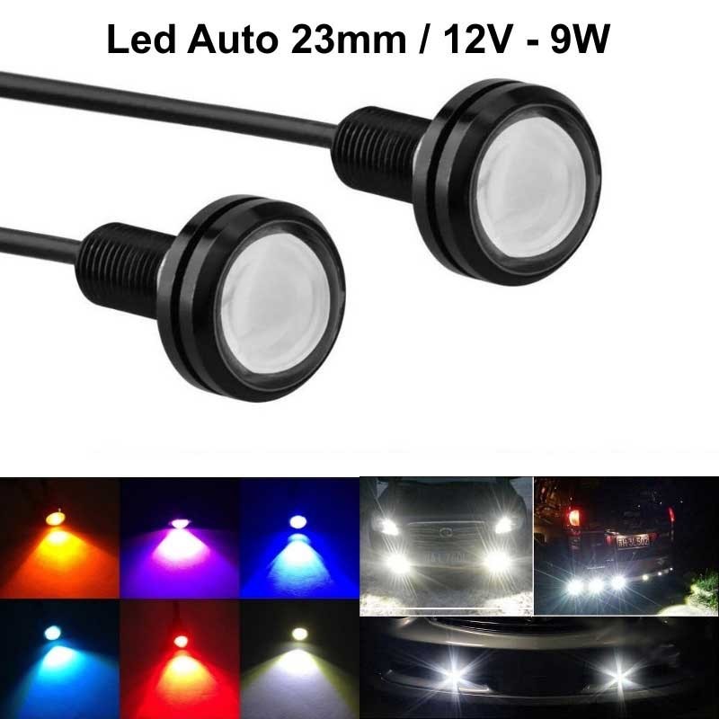 Leduri auto 9W 12V diametru 23mm disponibile in mai multe culori, montaj cu surub