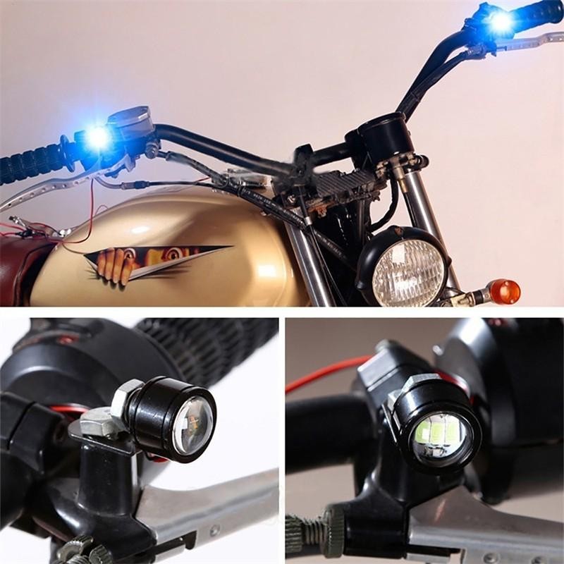 LED auto moto montat pe ghidon motocicleta, lumina albastra decorativa in montaj real
