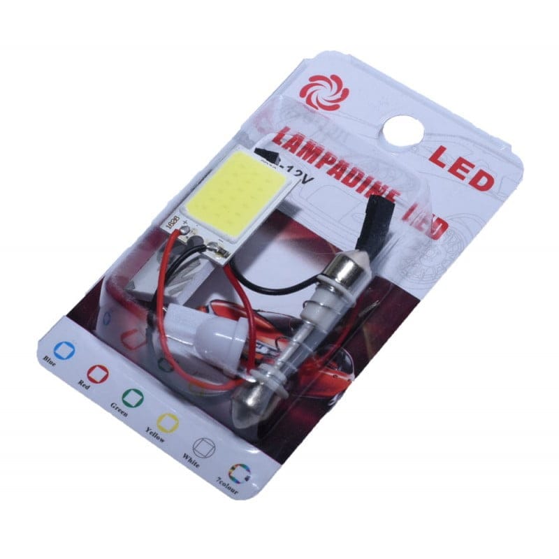 Kit panou LED COB auto 6W, 12V, ambalaj blister cu adaptoare T10 si Festoon