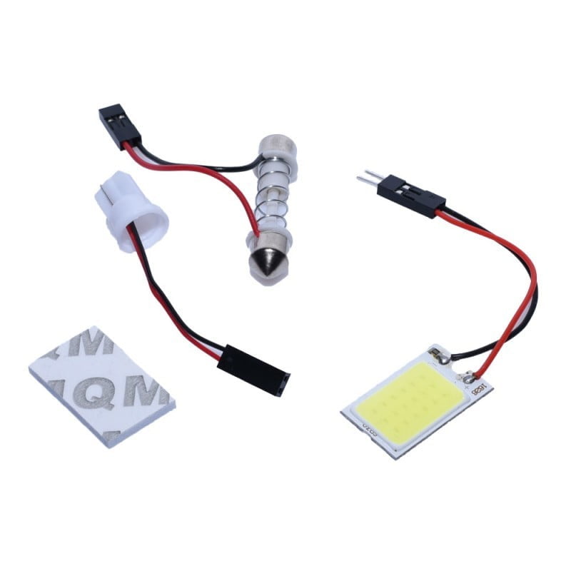 Panou LED COB plafoniera auto cu adaptoare T10, Festoon si banda adeziva incluse in kit