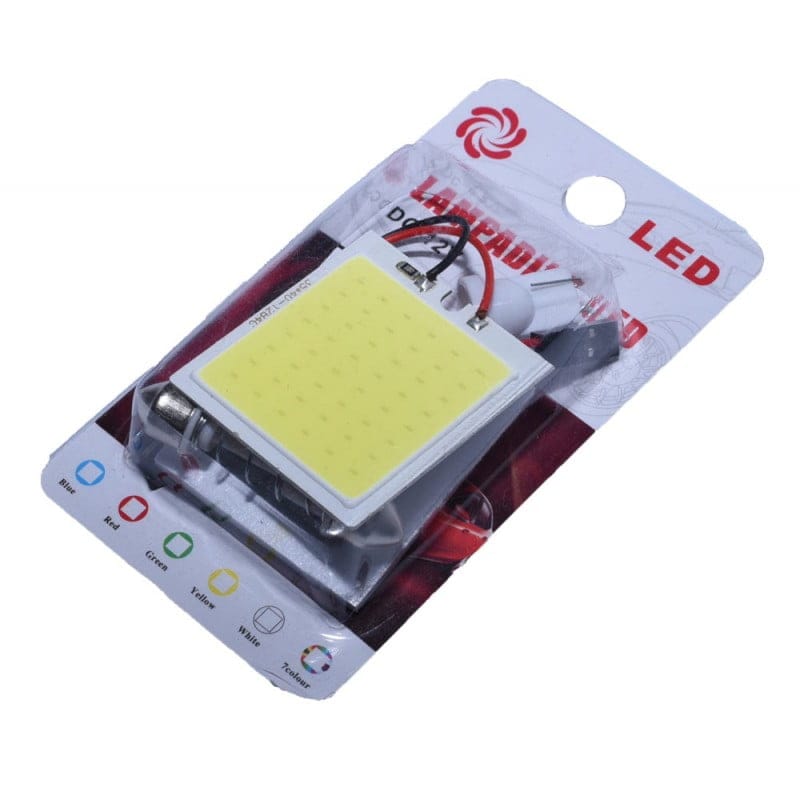 Panou LED COB auto 8W in ambalaj blister, vedere laterala cu adaptoare incluse