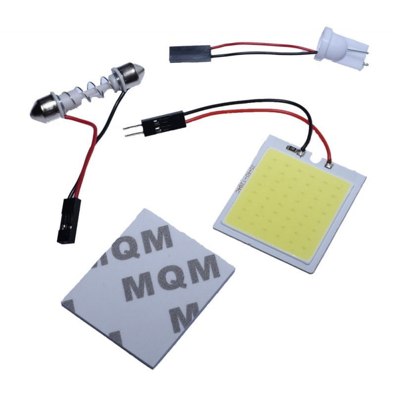 Panou LED COB auto cu adaptoare T10, Feston si banda dublu-adeziva incluse in kit