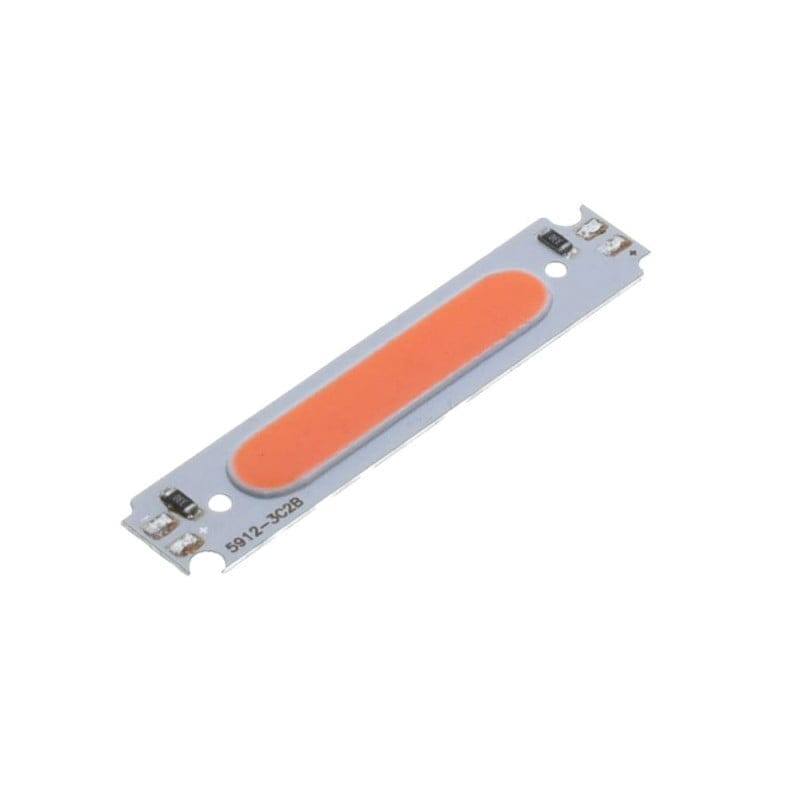 Chip LED COB rosu compact 58x13mm, bara aluminiu cu suprafata activa portocalie stins