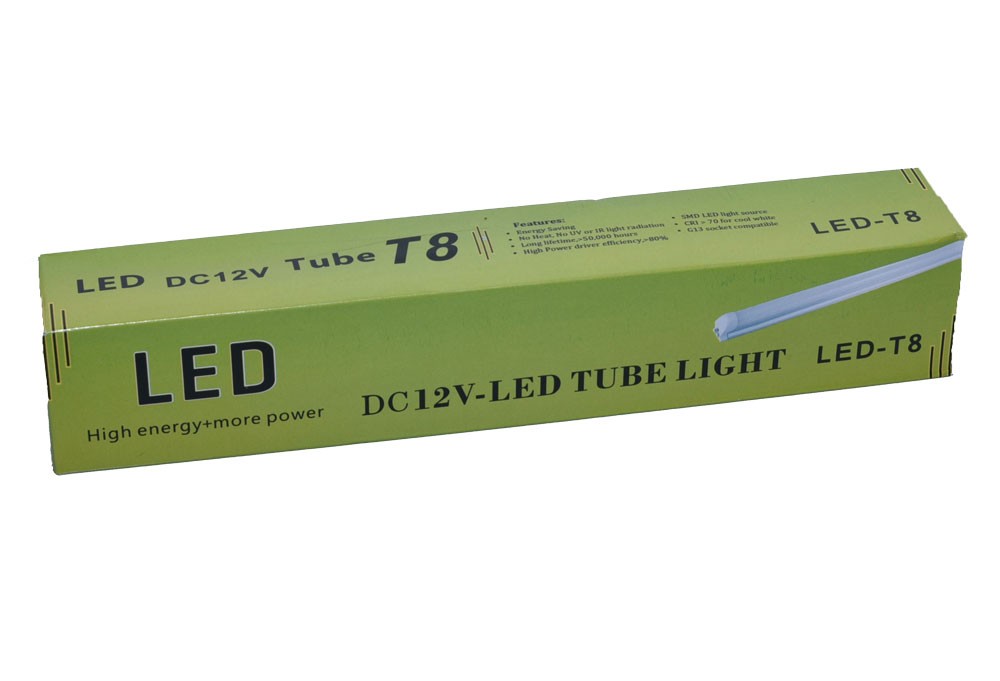 Cutie de ambalaj tub LED T8 DC12V 4W, durata de viata 30.000 ore