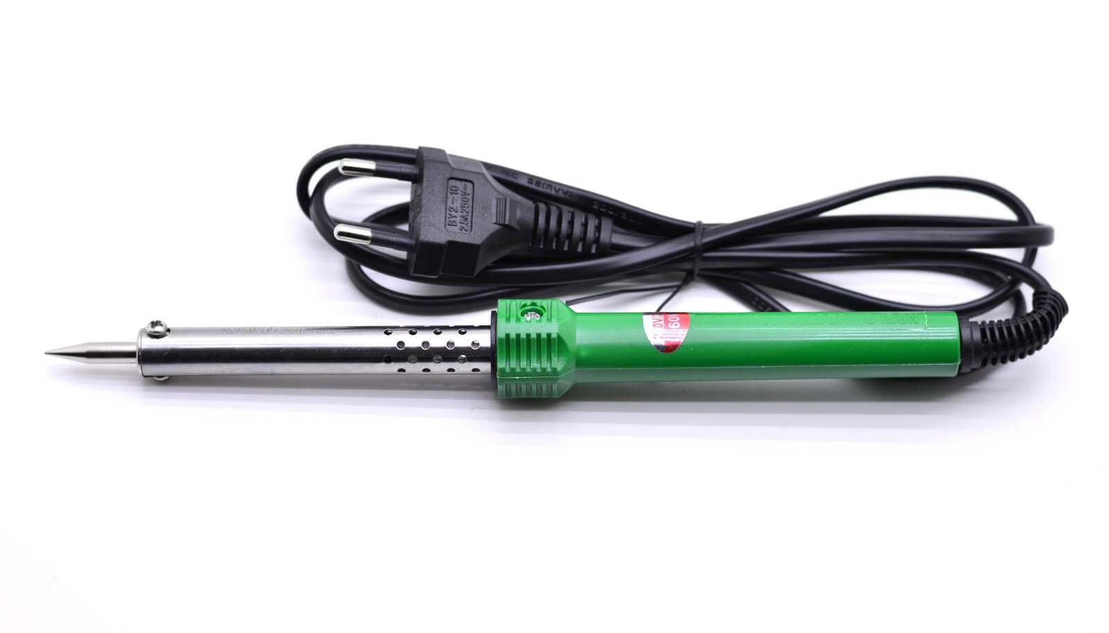 Letcon tip creion 60W vedere laterala, varf ascutit pentru lipire precisa, maner antialunecare verde