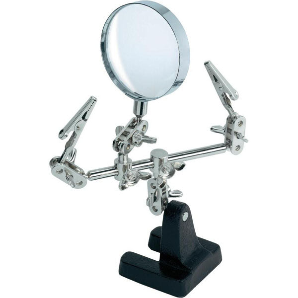 Lupa cu suport si clesti ajustabili, vedere frontala, articulatii metalice flexibile