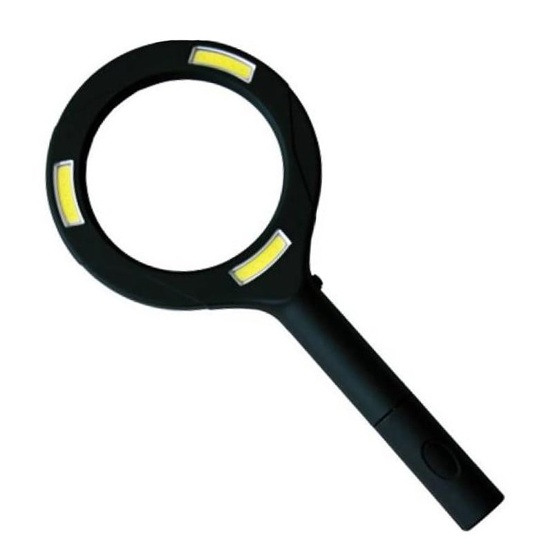 Lupa cu iluminare LED COB 3W, zoom 3x, 250 lumeni, maner ergonomic antiderapant negru, portabila pe baterii