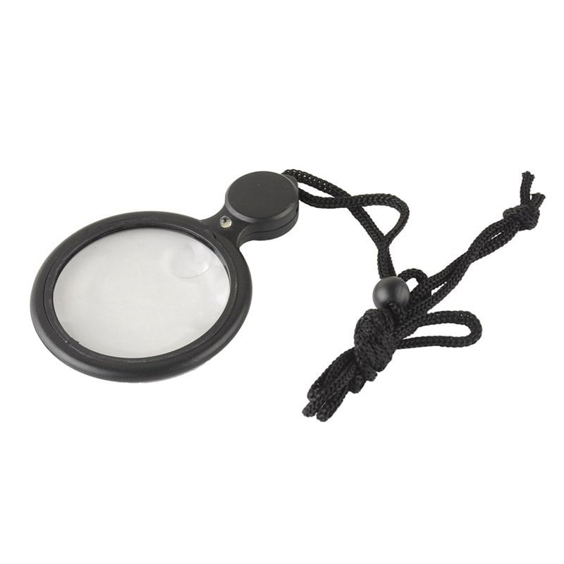 Lupa portabila cu snur, marire duala 4x si 8x, lentila acrilica 48mm, design pliabil compact, negru
