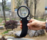 Lupa portabila cu LED, 3 lentile 65mm 2.5x si 55x, maner ergonomic 125mm, tinuta in mana