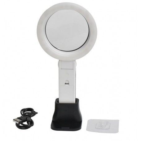 Lupa cu iluminare LED pe suport de masa, cablu USB si accesorii incluse in pachet