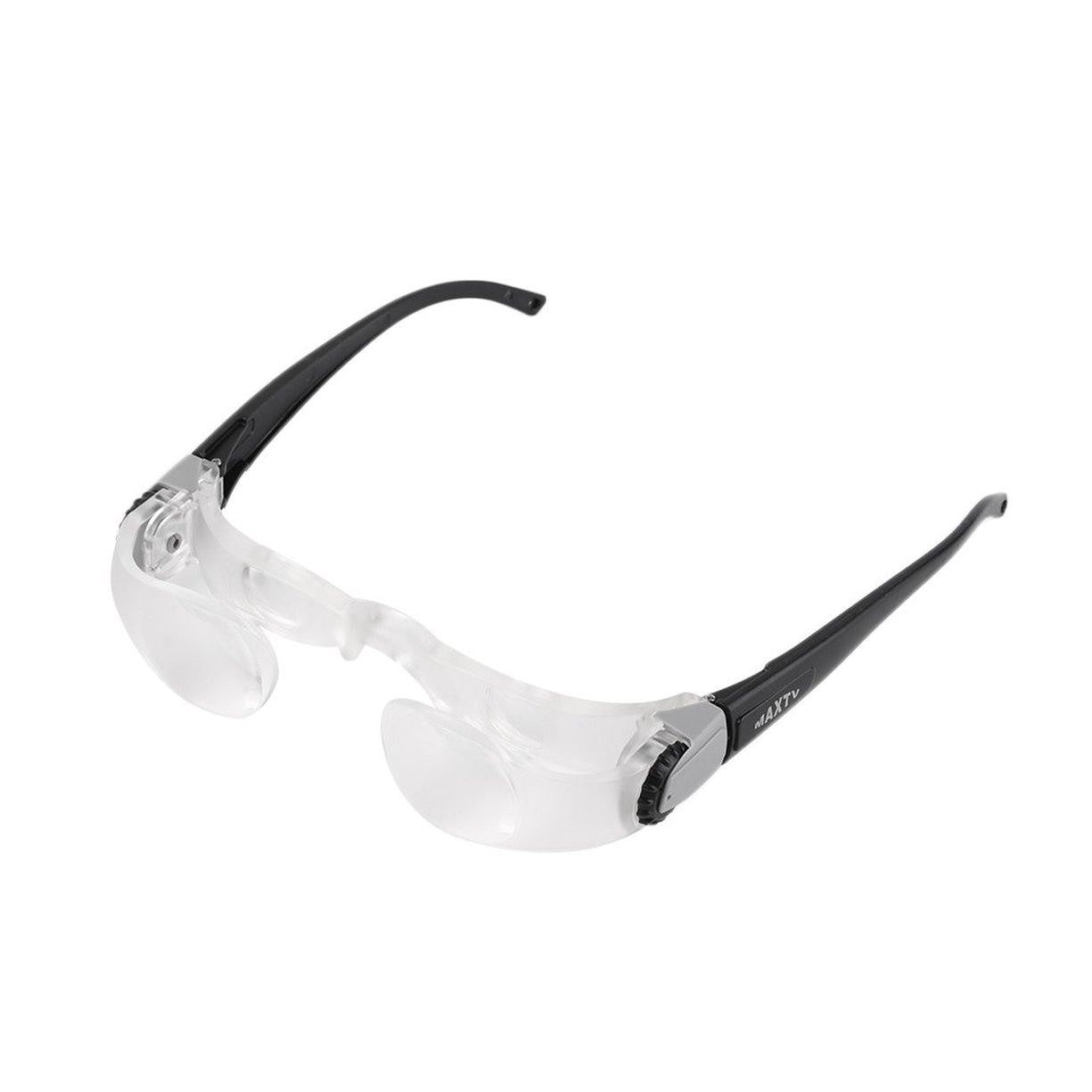 Ochelari lupa cu dioptrie reglabila 0-3, marire 2.1x, lentile acrilice optice, rama neagra cu brate ajustabile