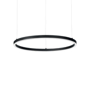 Lustra LED suspendata tip inel, negru mat, 3000K, diametru 70 cm, suspendata pe cabluri metalice