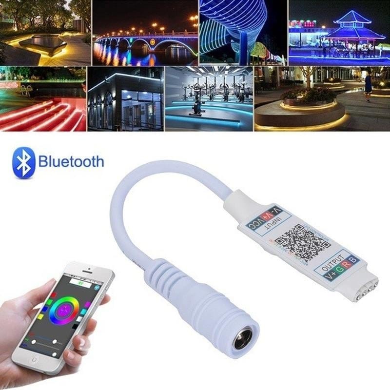 Controler mini RGB Bluetooth controlat din telefon, raza 30m, aplicatii iOS si Android