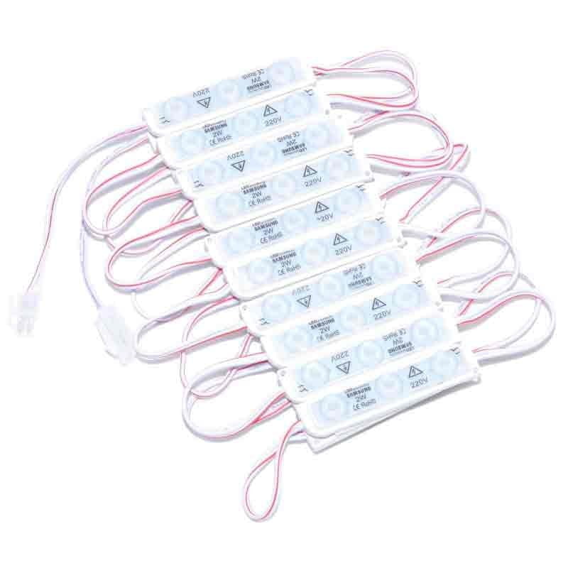 Set 20 module LED 220V alb rece, 3 LED-uri per modul, alimentare directa retea, conectare in serie