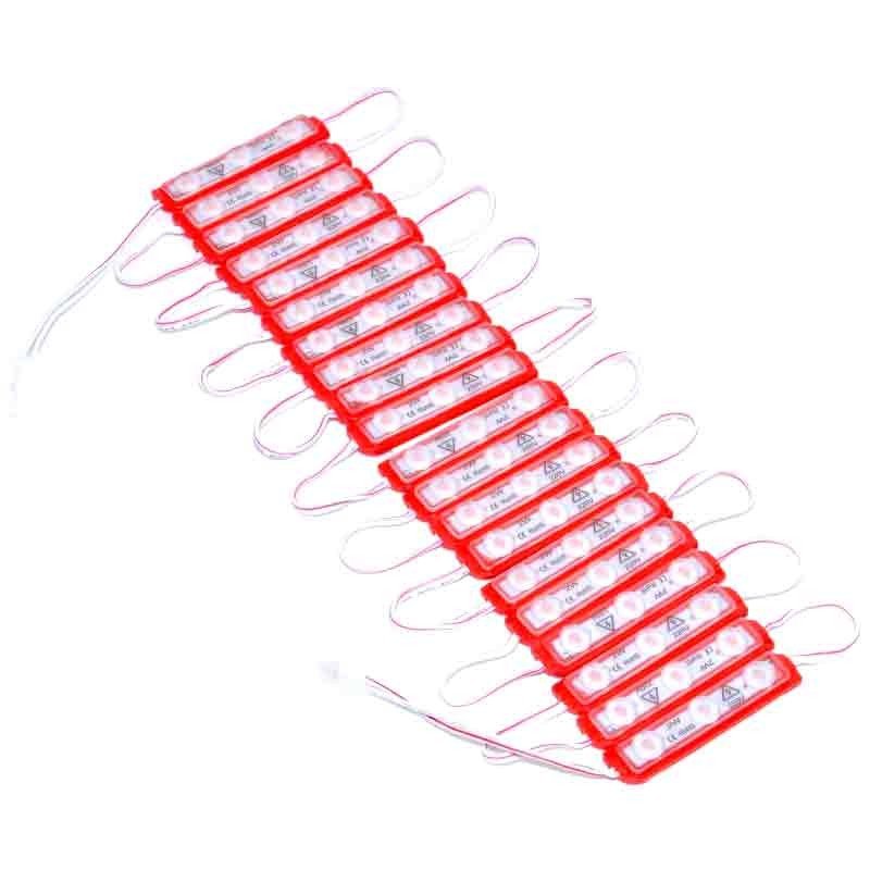 Set 20 module LED grup 220V rosu, 3 LED-uri per modul, IP44, montaj reclame si decoratiuni