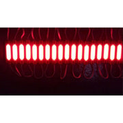 Modul LED COB SMD 5730 rosu 2W 12V IP65, sir de module aprinse emitand lumina rosie intensa