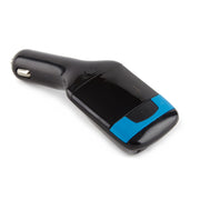 Modulator FM auto cu telecomanda, conectare priza 12V, redare MP3 de pe USB si microSD, design compact negru-albastru