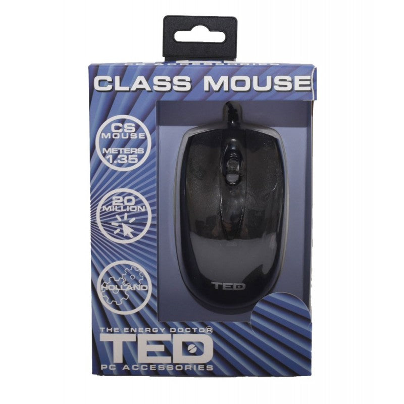 Mouse optic cu fir in cutie, fata ambalaj cu specificatii 1200 DPI si durabilitate ridicata