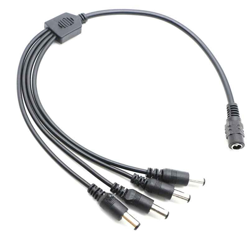 Splitter DC 2.1mm mama 1-4 tata 30cm pentru alimentare simultana 4 dispozitive 12V/24V CCTV