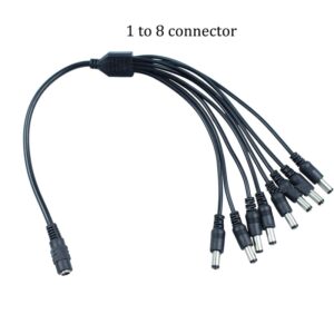 Cablu splitter DC 1 la 8 conectori tata, vedere de ansamblu cu eticheta 1 to 8 connector