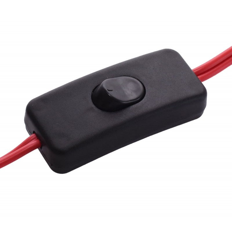 Intrerupator inline negru pe cablu rosu, control pornire-oprire alimentare 12V