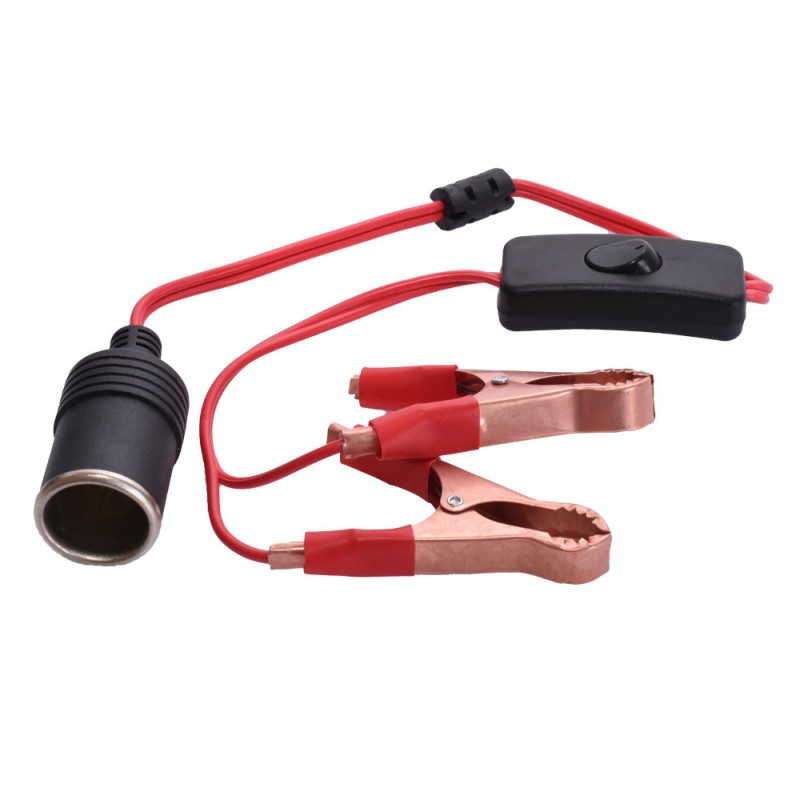 Mufa bricheta auto 12V cu clesti baterie si intrerupator integrat, cablu 50 cm, compatibil vehicule