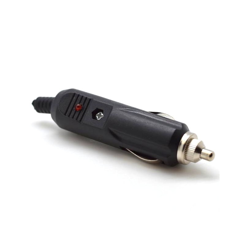 Mufa bricheta auto tata 12V cu LED indicator rosu si siguranta fuzibila 6x30mm, corp negru cu cap metalic