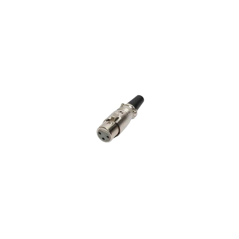 Mufa XLR mama cu 3 pini, corp metalic nichelat si manson cauciuc, conector audio echilibrat pentru microfoane