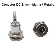 Mufa DC 2,1mm mama metalica pentru montaj aplicat pe panou, corp zincat cu finisaj nichel, gaura 12mm