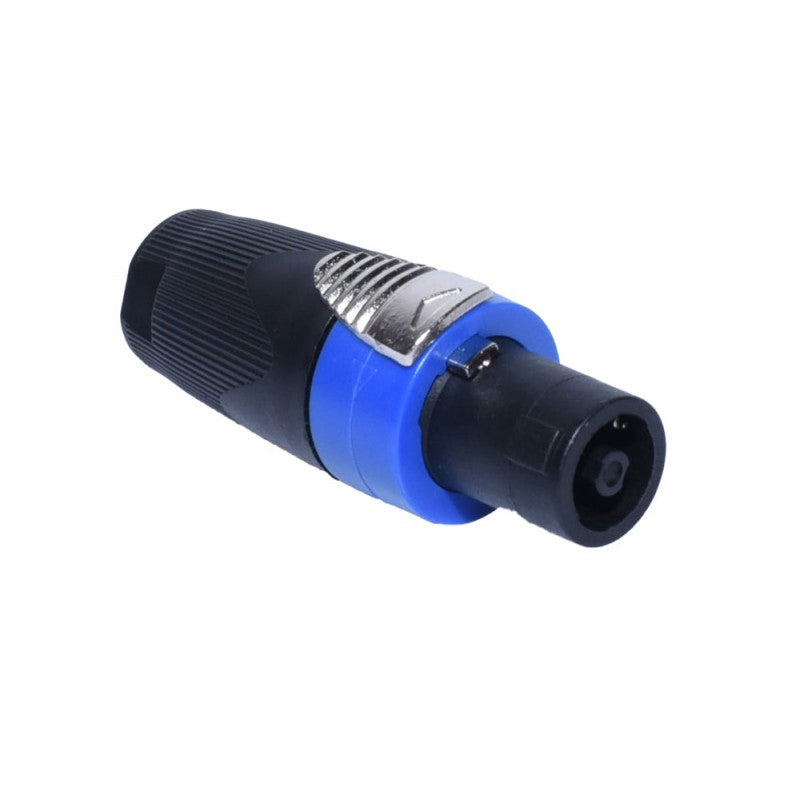 Mufa Speakon tata 4 contacte, profil lateral cu clema metalica de blocare si corp striat anti-alunecare