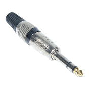 Mufa jack 6.3mm stereo tata, corp metalic nichelat, varf aurit, inel negru de identificare