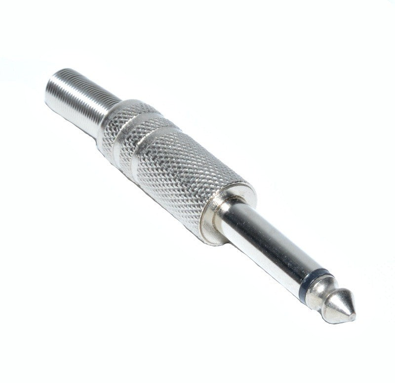 Mufa jack 6.3 tata mono metalica cu arc de protectie, carcasa din aliaj de nichel, grip texturat