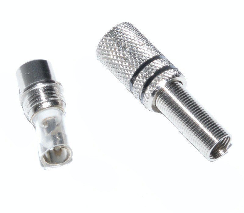 Mufa RCA metal mama dezasamblata, vedere componente corp exterior si insert interior metalic