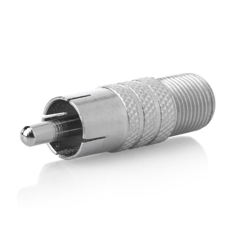 Adaptor RCA tata - F mama din aliaj de nichel, vedere laterala cu detaliu pin central