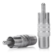 Adaptor mufa RCA tata la F mama, corp metalic nichel, dimensiuni 36x10mm, set 2 bucati