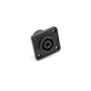 Mufa Speak-ON mama pe placa, 4 pini, flansa patrata cu 4 puncte de prindere, constructie plastic tehnic negru