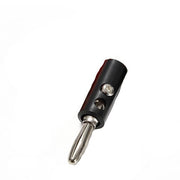 Mufa tata borna audio 4mm, corp negru cu pin nichelat si surub lateral de fixare cablu
